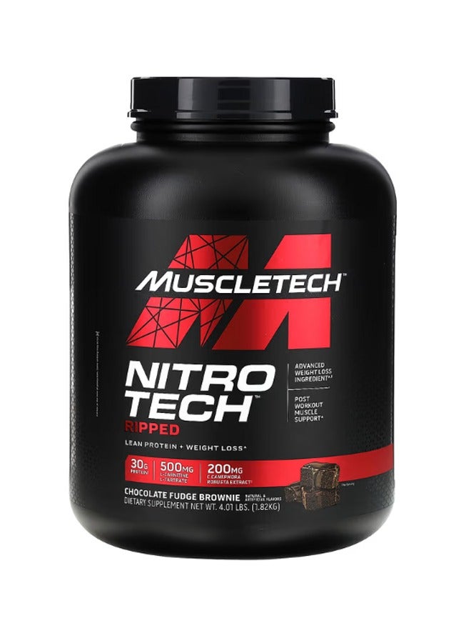 ماسل تيك - NitroTech Ripped Lean Protein + Weight Loss, Chocolate Fudge Brownie, 4.01 LBS - Image 1