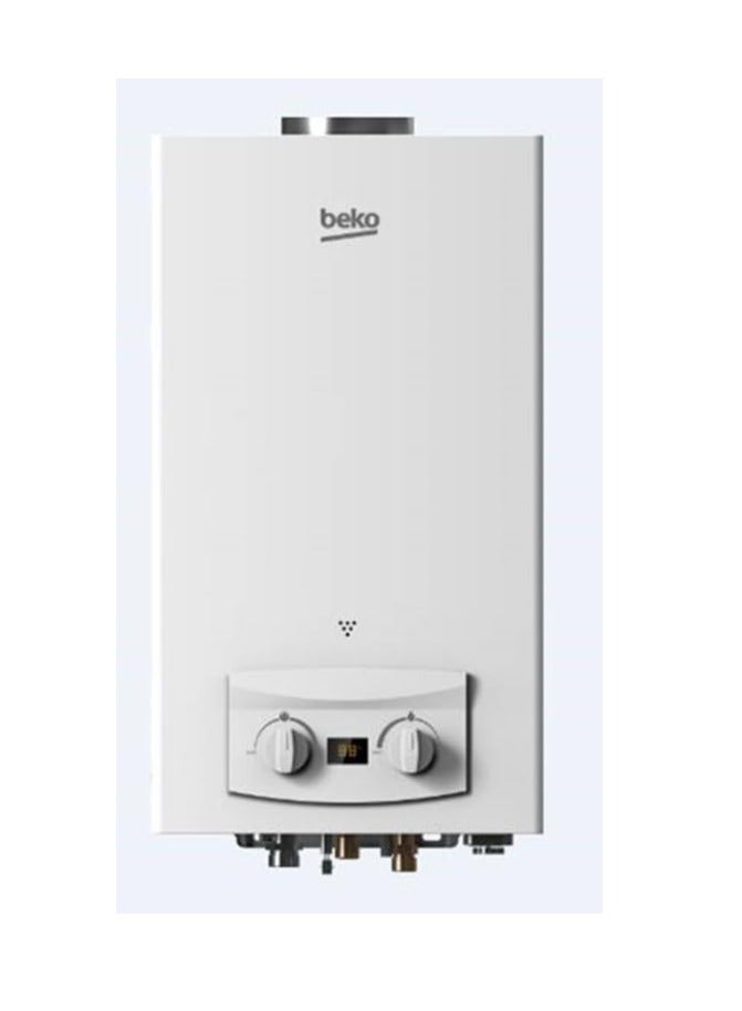 Beko Natural Gas Water Heater - 10 Litres - With Chimney - Digital Screen - USB Adaptor - Full Safety - White White