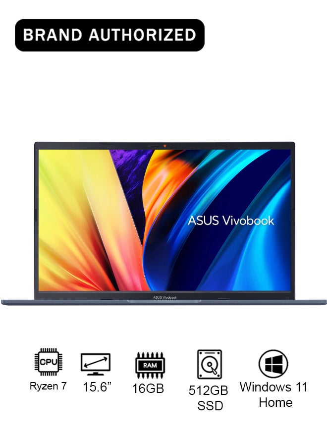 أسوس كمبيوتر محمول Vivobook 15 بشاشة مقاس 15.6 بوصة ومعالج AMD Ryzen 7-7730U وذاكرة وصول عشوائي 16 جيجابايت ومحرك أقراص SSD سعة 512 جيجابايت وبطاقة رسومات Intel UHD ونظام تشغيل Windows 11 Home - Image 1