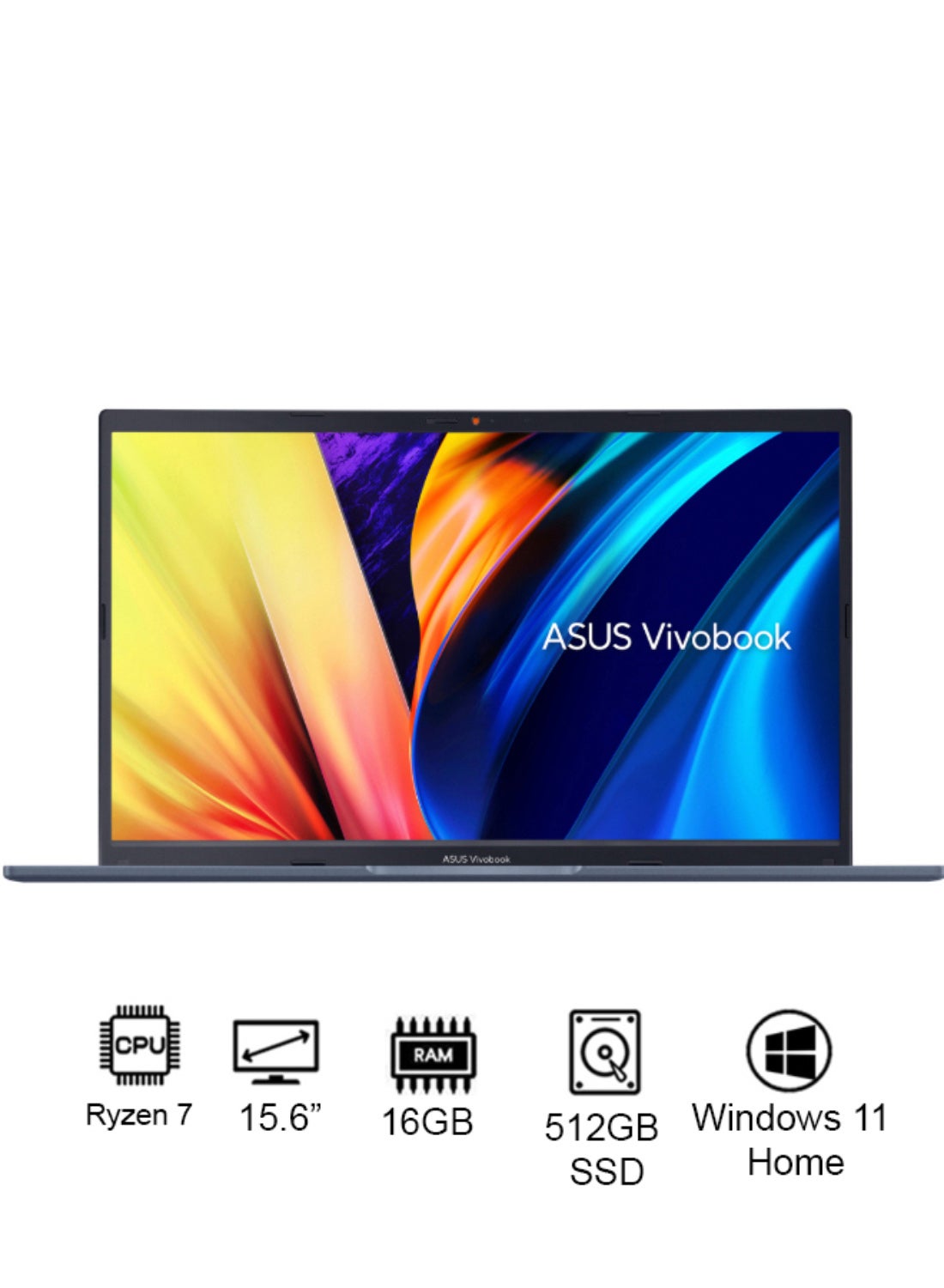 Vivobook 15 Laptop With 15.6-Inch Display, AMD Ryzen 7-7730U Processor/16GB RAM/512GB SSD/Intel UHD Graphics/Windows 11 Home English/Arabic Quite Blue English/Arabic Quite Blue