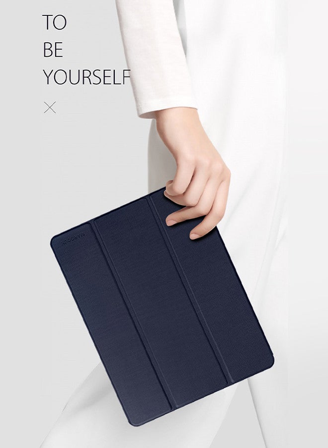 MARGOUN (for iPad 12.9 2022) Folio Case Lightweight Slim Leather Cover with Pen Slot Shockproof Back Stand Cover Auto Wake/Sleep Dark Blue  - Image 4