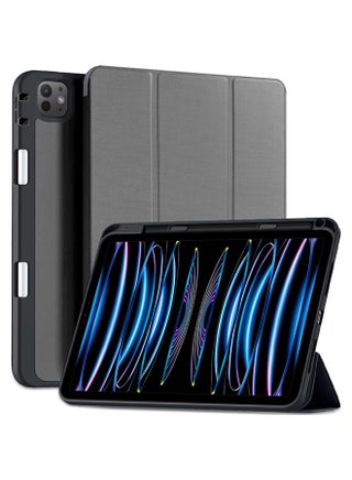 (for iPad Air 4 / 5 / 6) Folio Case Lightweight Slim Leather Cover with Pen Slot Shockproof Back Stand Cover Auto Wake/Sleep Grey - pnsku/N70095083V/45/_/1721806365/8b9ef972-1bd0-427e-9c24-37430cde2fdd