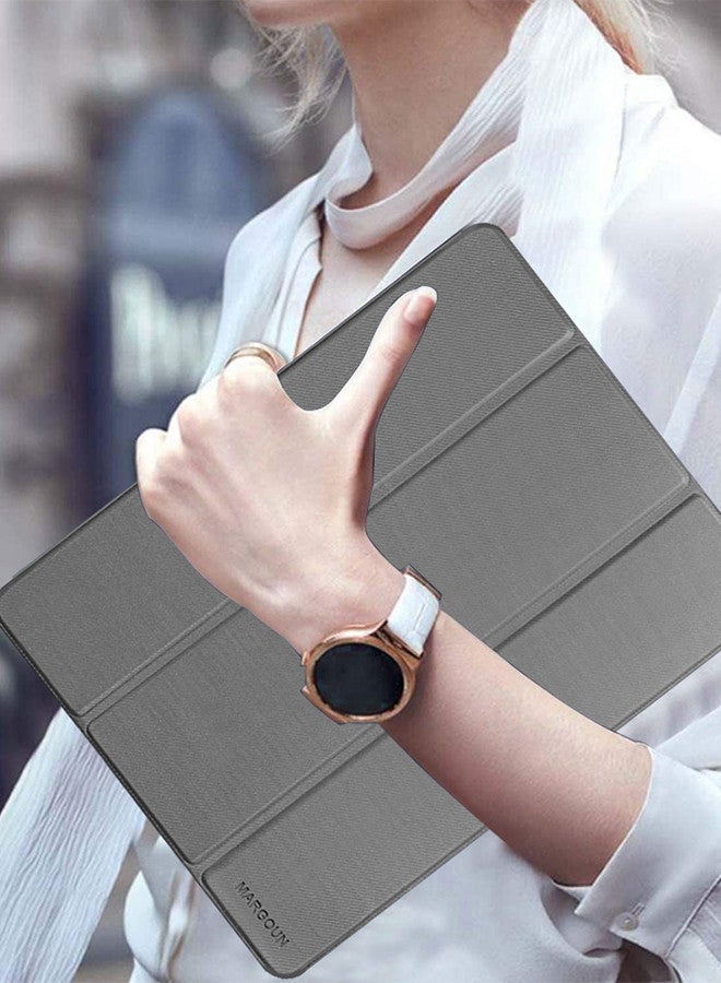 (for iPad Air 4 / 5 / 6) Folio Case Lightweight Slim Leather Cover with Pen Slot Shockproof Back Stand Cover Auto Wake/Sleep Grey