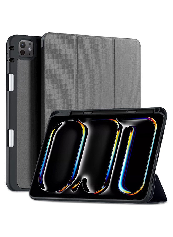 MARGOUN (for iPad Pro 11 2024) Folio Case Lightweight Slim Leather Cover with Pen Slot Shockproof Back Stand Cover Auto Wake/Sleep Grey  - Image 1