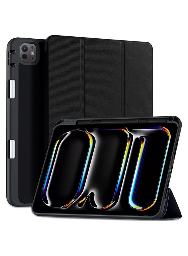 MARGOUN (for iPad Pro 11 2024) Folio Case Lightweight Slim Leather Cover with Pen Slot Shockproof Back Stand Cover Auto Wake/Sleep Black  - Image 1