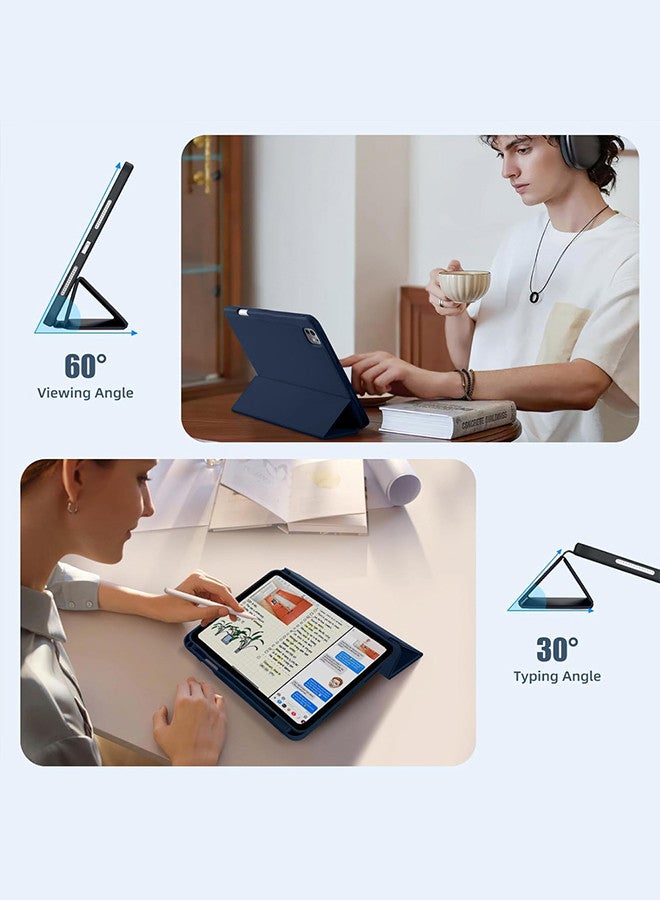 MARGOUN (for iPad Pro 13 2024) Folio Case Lightweight Slim Leather Cover with Pen Slot Shockproof Back Stand Cover Auto Wake/Sleep Dark Blue - Image 5