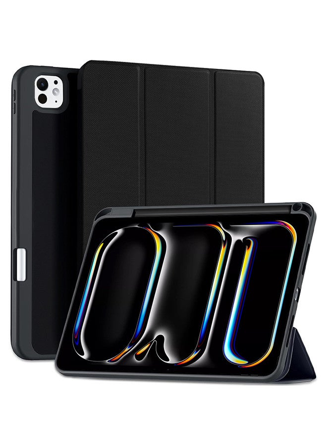 MARGOUN (for iPad Pro 13 2024) Folio Case Lightweight Slim Leather Cover with Pen Slot Shockproof Back Stand Cover Auto Wake/Sleep Black - Image 1