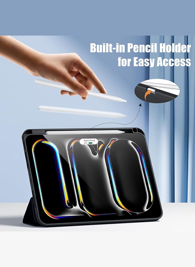 MARGOUN (for iPad Pro 13 2024) Folio Case Lightweight Slim Leather Cover with Pen Slot Shockproof Back Stand Cover Auto Wake/Sleep Black - Image 3