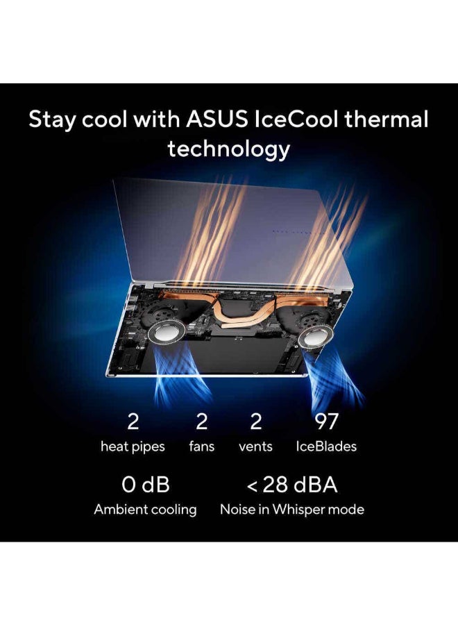 ASUS - Vivobook S 15 Laptop With 15.6 Inch 3K OLED 120Hz Display,AI,Qualcomm Snapdragon X Plus NPU/16GB RAM DDR4/1TB SSD/Windows 11 Home/ English/Arabic Cool Silver - Image 1