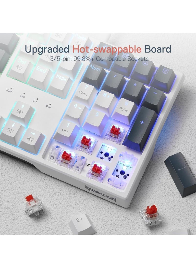 REDRAGON - K668 RGB Gaming Keyboard, 104 keys + Extra 4 Hotkeys Wired Mechanical Keyboard w/Sound Absorbing Foams, Upgraded Hot-swappable Socket, Mixed Color Keycaps, Red Switch - Image 1