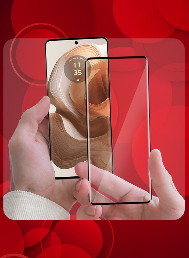 مارجون (لـ Motorola Edge 50 Ultra) 3 عبوات واقي شاشة شفاف زجاج مقسى ناعم حماية عالية الحساسية واقي شاشة HD واضح - Image 2