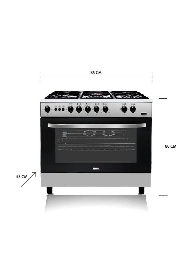 HAAM - Gas Oven  With 5 Burners Full Safety 80x55cm HM80GF-20 Silver - Image 1