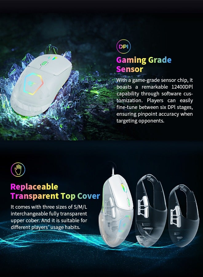 havit Wired Gaming Mouse with 6 Adjustable DPI, 7 Programmable Buttons, and 12 RGB Backlight - Image 3