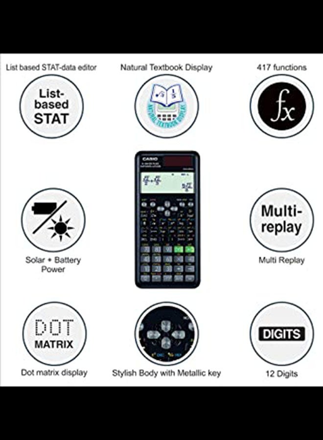 CASIO FX-991ESPLUS-2WDTV 2nd Edition Function Scientific Calculator -  Black Multicolour - Image 2