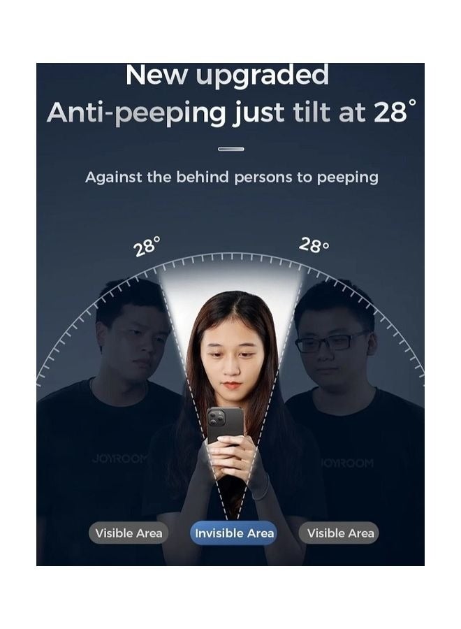 جوي روم واقي شاشة زجاجي مقوى JR-Z34 (شاشة كاملة 2.5D بحافة سوداء) لهاتف iPhone 15 Pro مقاس 6.1 بوصة (حماية الخصوصية والغبار) - Image 3