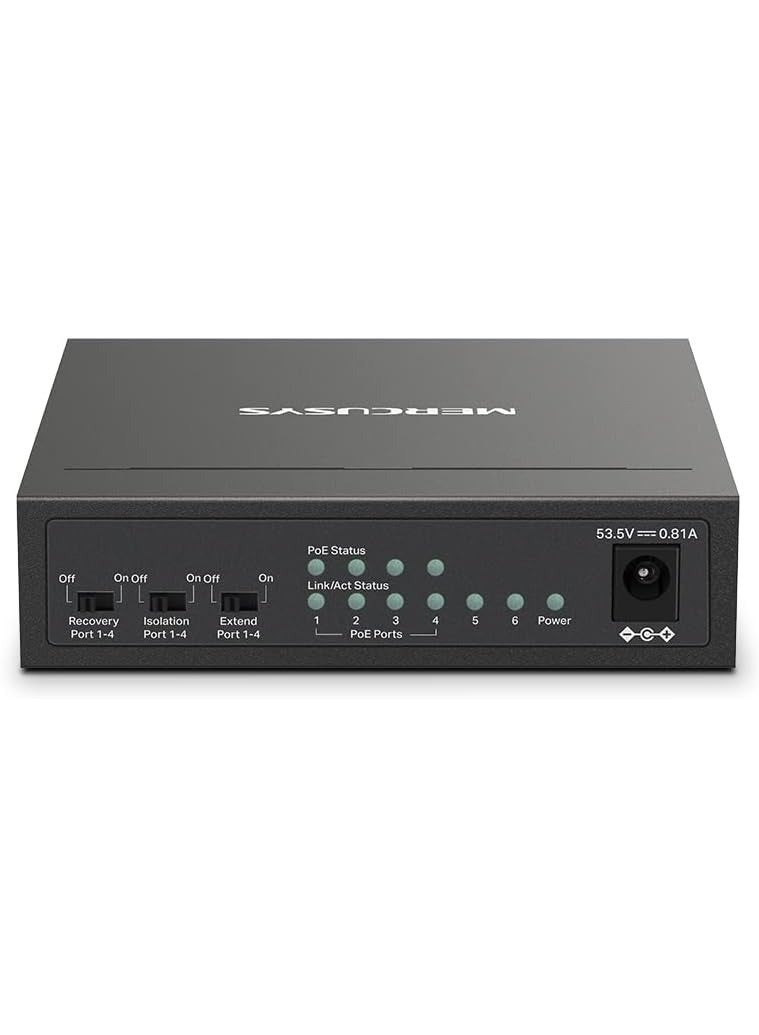 MERCUSYS Switch MERCUSYS MS106LP 6 Ports 10/100MBPS and 4 POE+ Ports Black  - Image 2