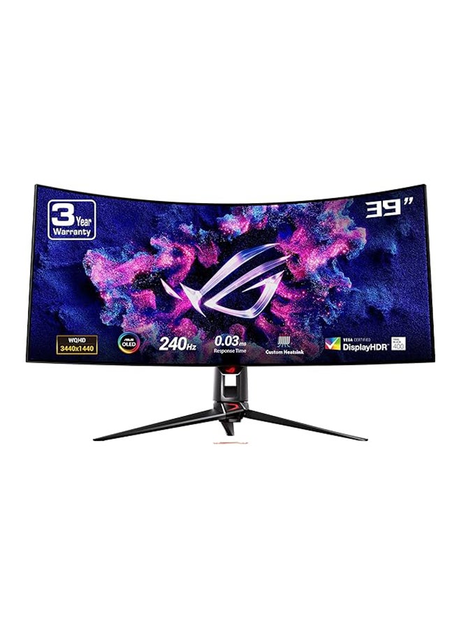 ASUS - 39 inch ROG Swift OLED PG39WCDM Gaming Monitor, UWQHD WOLED Display, 240Hz Refresh Rate, 0.03ms (GtG) Response Time, AMD FreeSync Premium Pro & NVIDIA G-Sync Technology, 90LM09R0-B01170 Black - Image 1