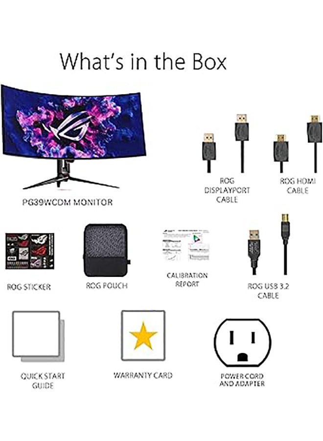 ASUS - 39 inch ROG Swift OLED PG39WCDM Gaming Monitor, UWQHD WOLED Display, 240Hz Refresh Rate, 0.03ms (GtG) Response Time, AMD FreeSync Premium Pro & NVIDIA G-Sync Technology, 90LM09R0-B01170 Black - Image 1