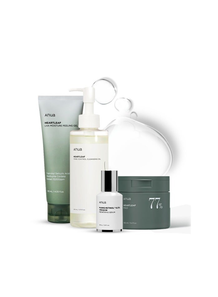 Anua Heartleaf LHA Moisture Peeling Gel 120ml +Retinol Renewing Serum 30 ml +Heartleaf 7 +Heartleaf Pore Control Cleansing Oil 200ml7% Clear Pad 70 Pieces 450ml  - Image 1