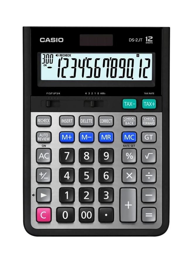 CASIO DS-2JT-W-DH 12 Digit Desktop Calculator Grey/Black/Red Multicolour  - Image 1