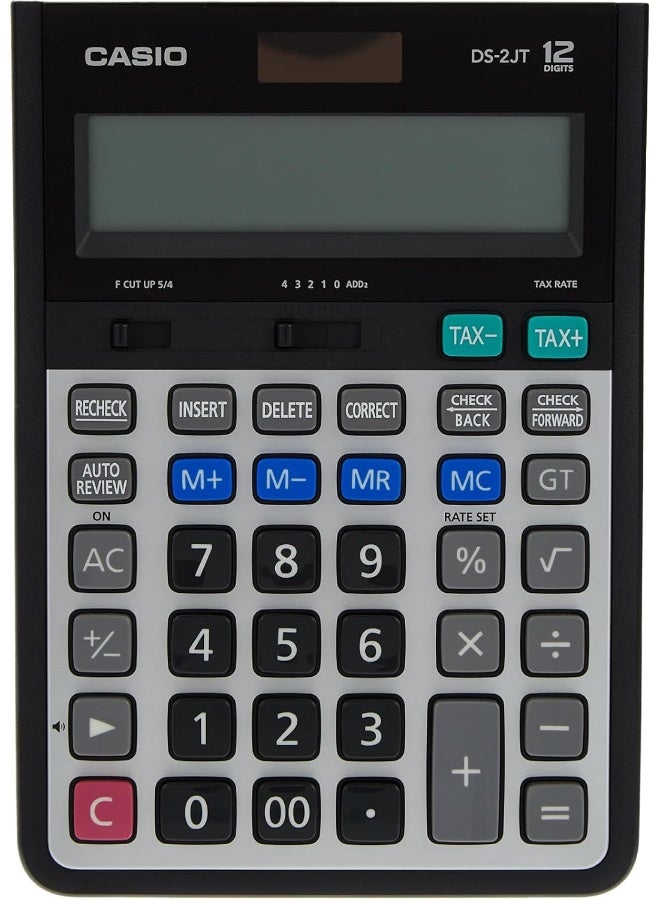 CASIO DS-2JT-W-DH 12 Digit Desktop Calculator Grey/Black/Red Multicolour  - Image 3