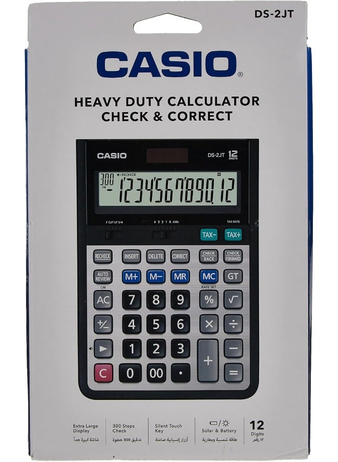 CASIO DS-2JT-W-DH 12 Digit Desktop Calculator Grey/Black/Red Multicolour  - Image 4