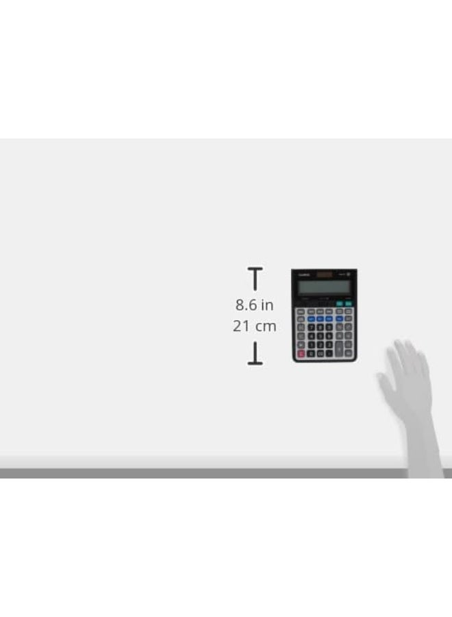 CASIO - DS-2JT-W-DH 12 Digit Desktop Calculator Grey/Black/Red Multicolour - Image 1