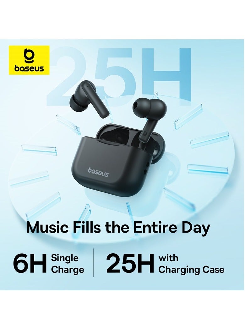 Baseus Bluetooth Wireless Earbuds V5.3 Bowie E17 Headphone In Ear Earphone ENC Mics Noise Isolation Headset 25H Long Battery Life Fast Charging 12mm Large Driver White - Image 3