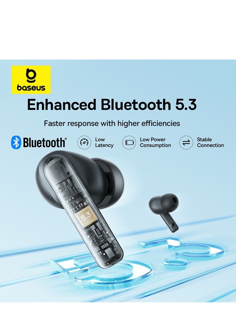 Baseus Bluetooth Wireless Earbuds V5.3 Bowie E17 Headphone In Ear Earphone ENC Mics Noise Isolation Headset 25H Long Battery Life Fast Charging 12mm Large Driver White - Image 4