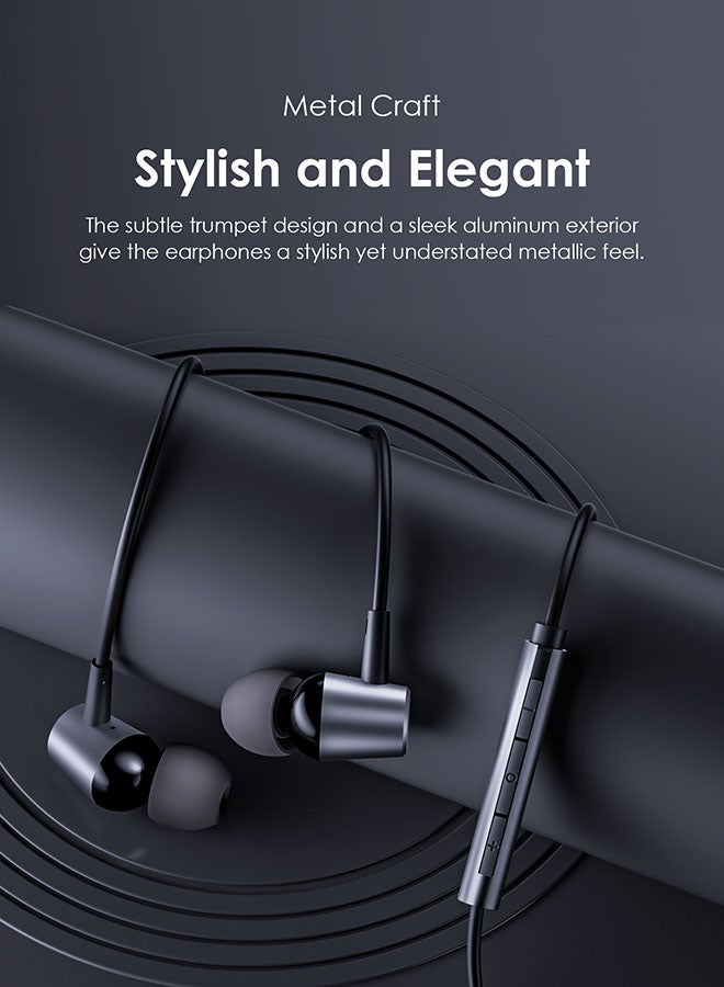 Oraimo - Trumpet 3 In-Ear Wired Earphone,10mm Dynamic Driver,HiFi Stereo Audio In-Ear Headphones,Built-in Microphones fro Clear Calls,3.5 mm Jack, Volume Control,Compatible for Smartphones and Laptops Black - Image 1