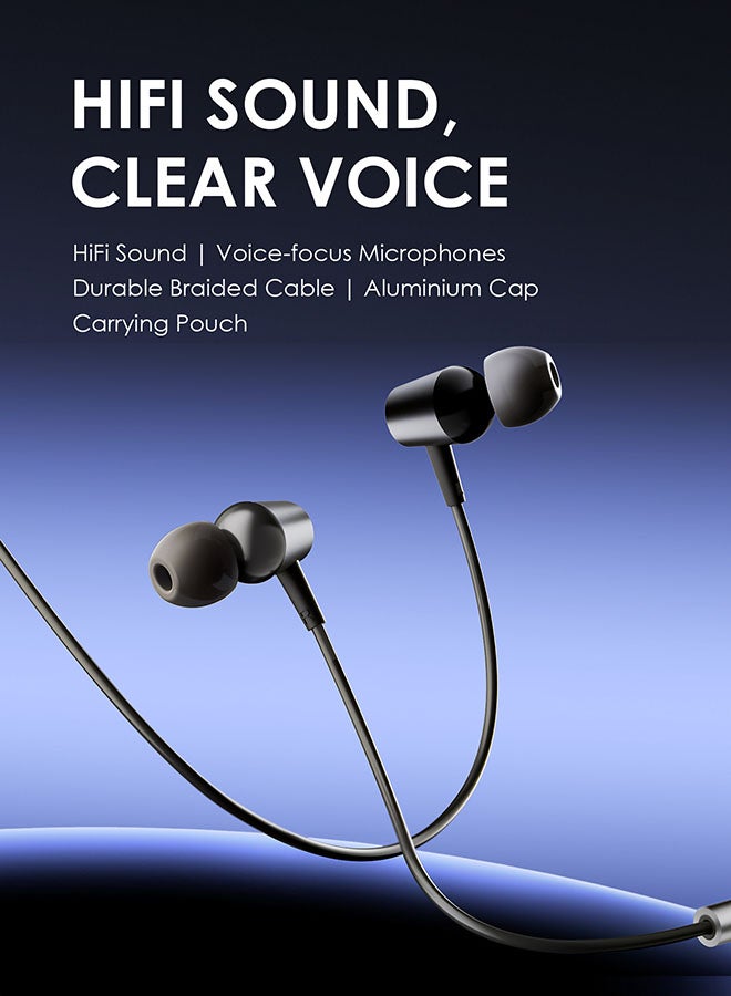 Oraimo - Trumpet 3 In-Ear Wired Earphone,10mm Dynamic Driver,HiFi Stereo Audio In-Ear Headphones,Built-in Microphones fro Clear Calls,3.5 mm Jack, Volume Control,Compatible for Smartphones and Laptops Black - Image 1