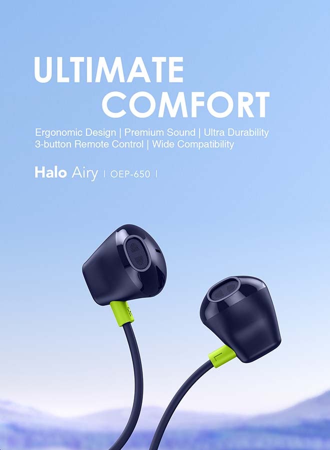 Oraimo - Halo Airy USB C Earphones Semi-in ear Wired Type C Headphones with Mic & Volume Control, Wired Headset with 14.2mm Driver, Compatible for iPhone 15 Series, Galaxy S24/S23/S22 Series Blue - Image 1