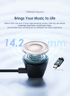 Oraimo Halo Airy USB C Earphones Semi-in ear Wired Type C Headphones with Mic & Volume Control, Wired Headset with 14.2mm Driver, Compatible for iPhone 15 Series, Galaxy S24/S23/S22 Series Black  - Image 3