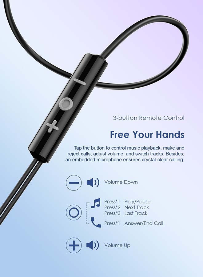Oraimo - Halo Airy USB C Earphones Semi-in ear Wired Type C Headphones with Mic & Volume Control, Wired Headset with 14.2mm Driver, Compatible for iPhone 15 Series, Galaxy S24/S23/S22 Series Black - Image 1