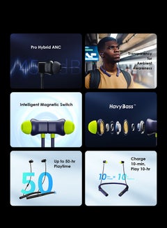 Oraimo Necklace Pro ANC Bluetooth Neckband Earphone Wireless in Ear Earphones with Active Noise Cancelling,Deep Bass,50Hrs Playtime,ASAP Charge,Ergonomic Neckband Earphones, Sweat-Resistant Magnetic Earbuds Black  - Image 4