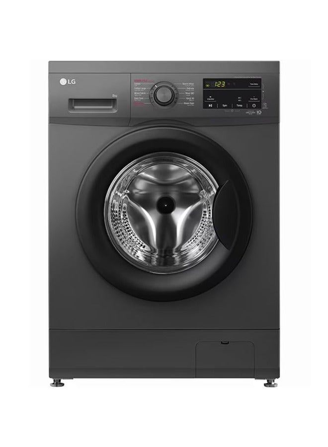 LG 8 Kg Front Load Washing Machine With Direct Drive Inverter Motor, 1400 RPM, Smart Diagnosis, Touch LED Display F4J3TYG6J Black 