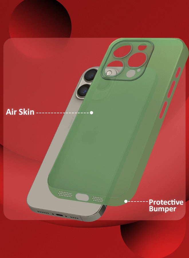 MARGOUN (for iPhone 15 Pro Max) Case Cover Air Skin Series Back Cover Sturdy Durable Thin Case Drop Protection Cover Transparent Green - Image 3