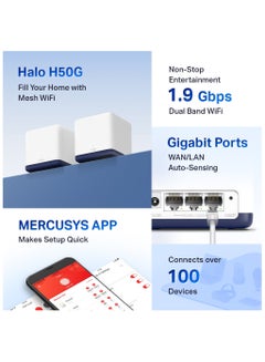ميركوسيس Halo H50G AC1900 Whole Home Mesh Wi-Fi System WHITE  - Image 4
