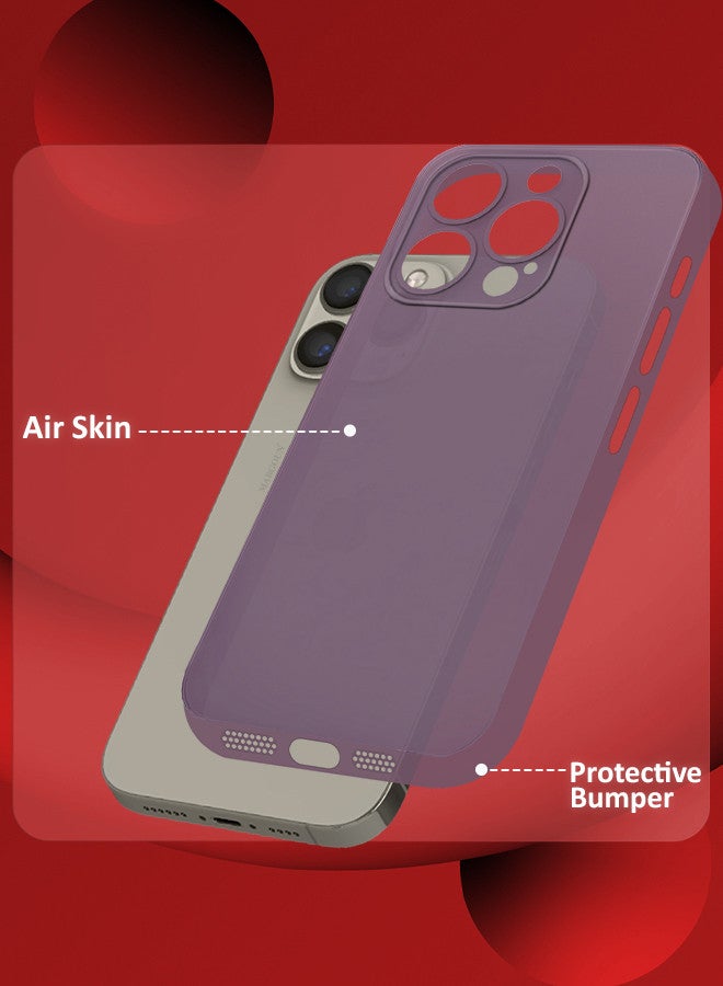 MARGOUN (for iPhone 15 Pro Max) 3 Pack Case Cover and 2 Screen Protectors Air Skin Series Back Cover Sturdy Durable Thin Case Drop Protection Cover Transparent Purple - Image 3
