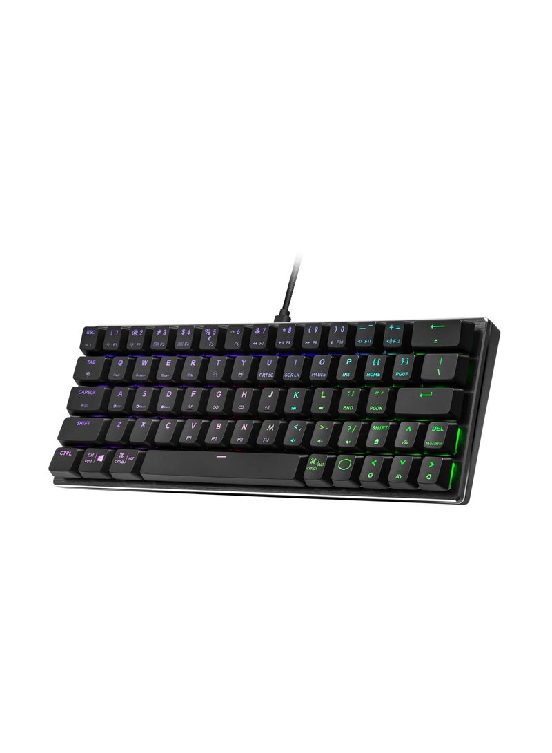 COOLER MASTER - SK620 60% Space Gray Mechanical Low Profile Gaming Keyboard, Linear Red Switches, Customizable RGB, Ergonomic Design, USB-C Connectivity, Mac/Windows, QWERTY (SK-620-GKTR1-US) - Image 1
