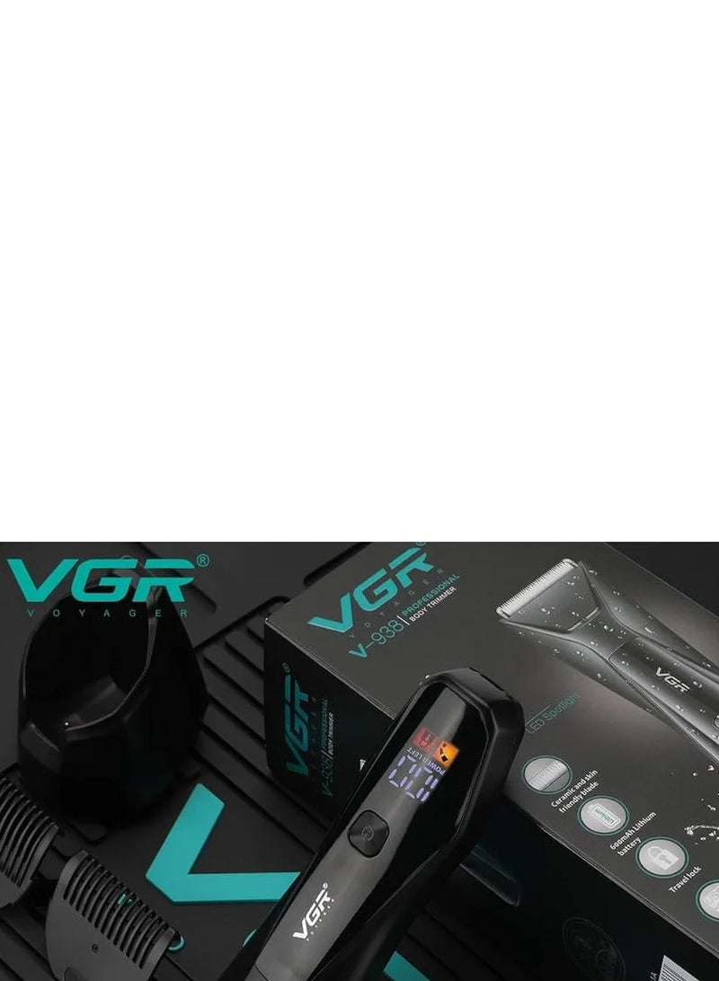 VGR V- 938 Body Hair Trimmer for Men - Men Ball Trimmer, Groin Hair Trimmer with 4 Trimming Combs, Waterproof Pubic Hair Trimmer Wireless Charger Dock Body Groomer with LED Spotlight & Travel Lock - Image 1