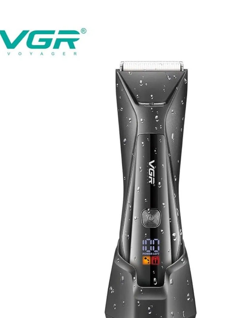 VGR V- 938 Body Hair Trimmer for Men - Men Ball Trimmer, Groin Hair Trimmer with 4 Trimming Combs, Waterproof Pubic Hair Trimmer Wireless Charger Dock Body Groomer with LED Spotlight & Travel Lock - Image 2