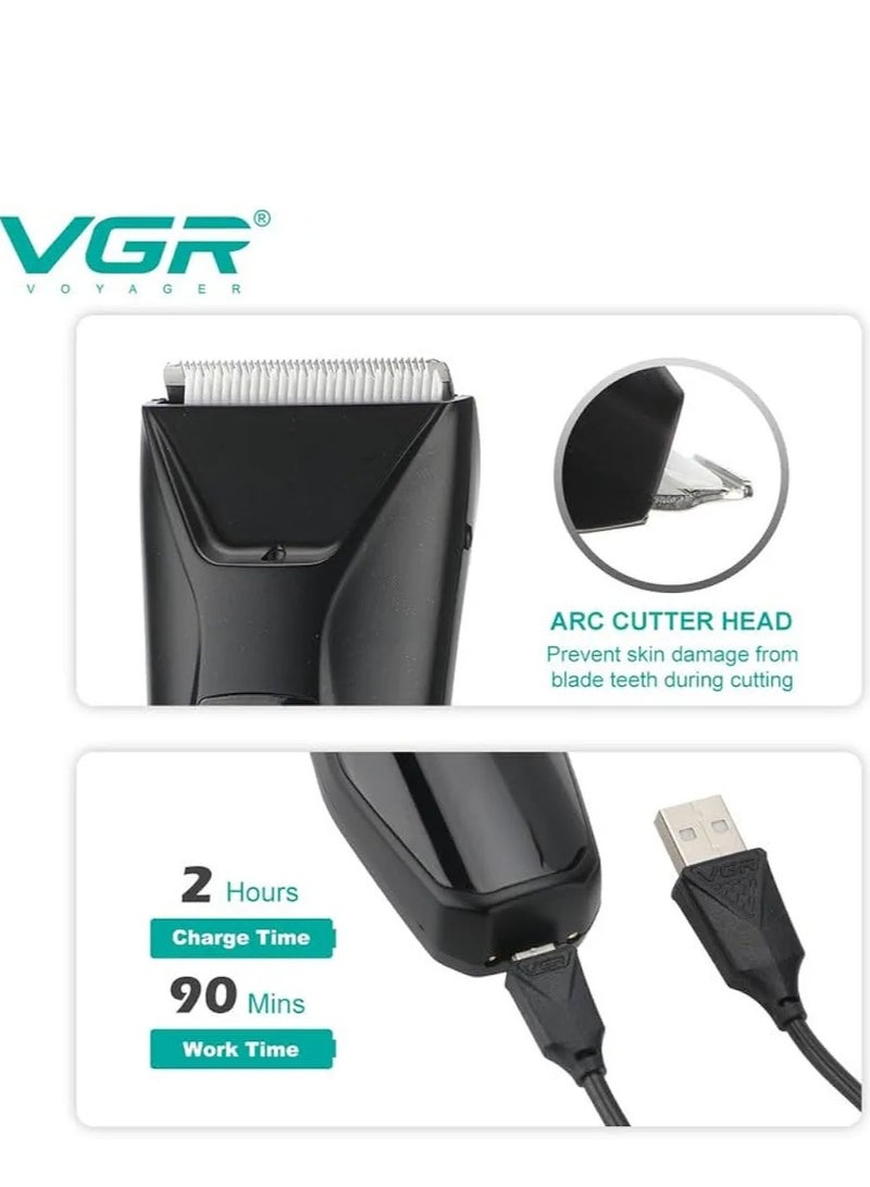 VGR V- 938 Body Hair Trimmer for Men - Men Ball Trimmer, Groin Hair Trimmer with 4 Trimming Combs, Waterproof Pubic Hair Trimmer Wireless Charger Dock Body Groomer with LED Spotlight & Travel Lock - Image 3