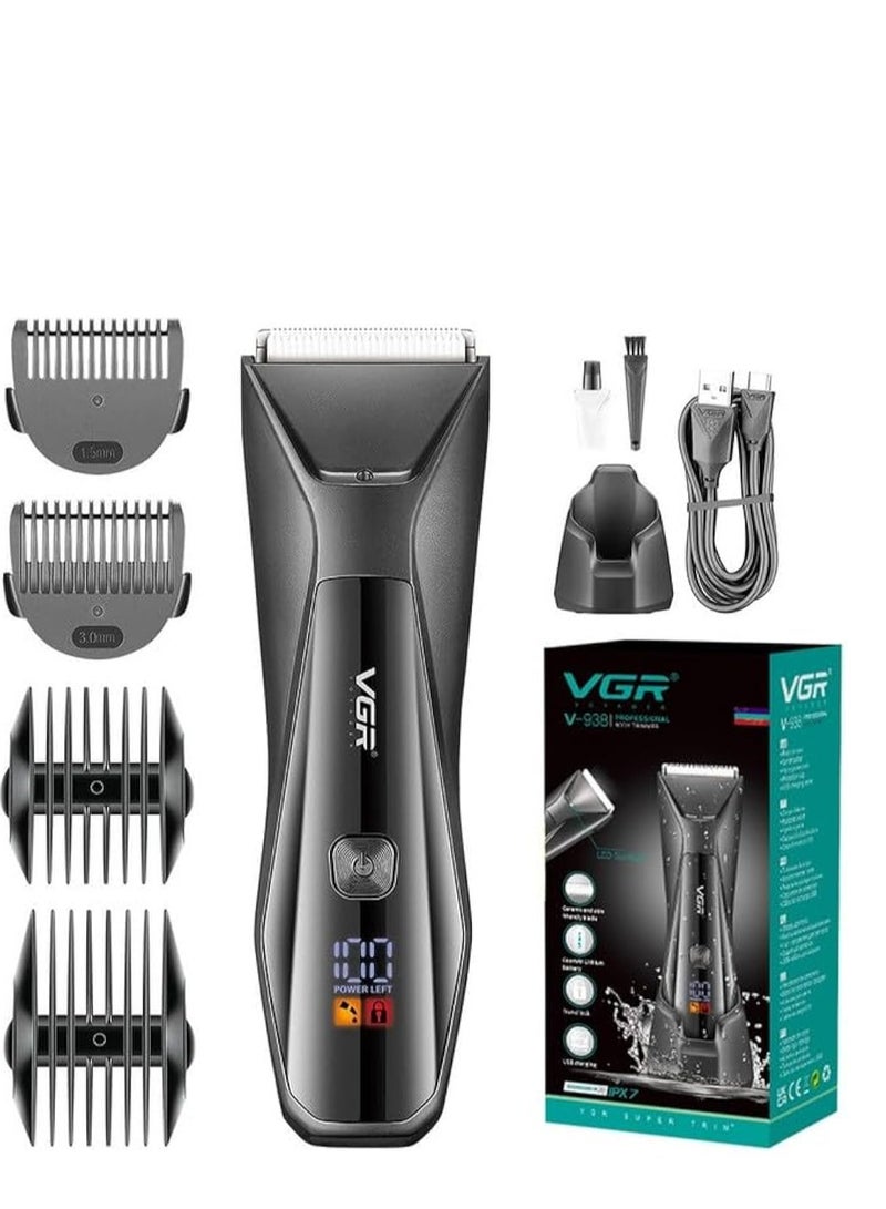 VGR V- 938 Body Hair Trimmer for Men - Men Ball Trimmer, Groin Hair Trimmer with 4 Trimming Combs, Waterproof Pubic Hair Trimmer Wireless Charger Dock Body Groomer with LED Spotlight & Travel Lock - Image 5