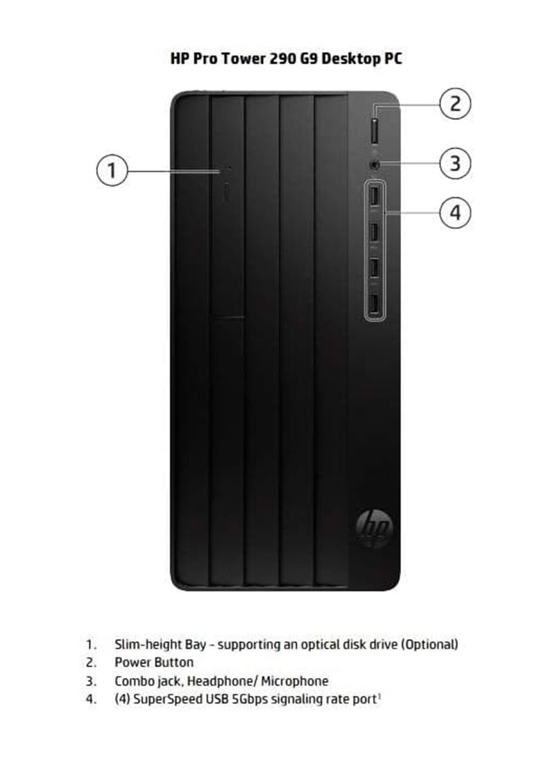 HP 290 G9 Tower PC, Core i5-12400 Processor/4GB RAM/256GB SSD/Intel UHD 730 Graphics/Free DOS english Black  - Image 5