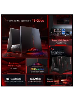 TP-LINK Archer GE800 BE19000 Tri-Band Wi-Fi 7 Gaming Router Black  - Image 4