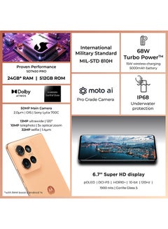 Motorola MOTOROLA Edge 50 5G Dual SIM  Peach Fuzz 12GB+12GB RAM 512 GB With Free Moto Tag & Screen Damage Protection - Middle East Version  - Image 3