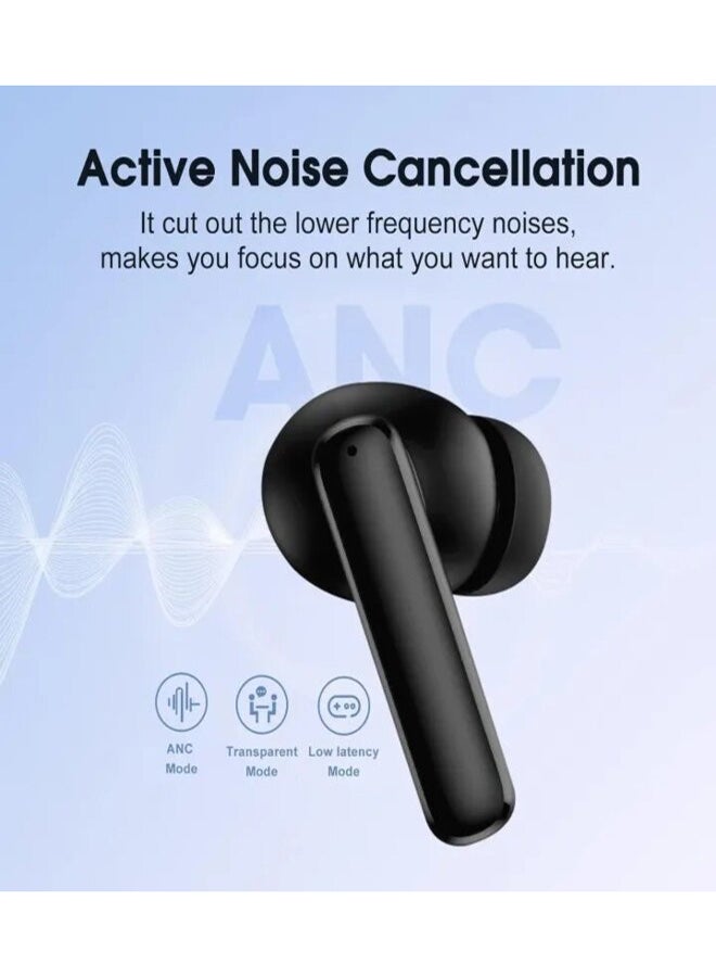 QCY T13 ANC Bluetooth Earphones, Active Noise Cancelling Wireless Earbuds, Gaming In Ear Earphones, 4 Mics Clear Calls, 7H Music Time Black  - Image 5