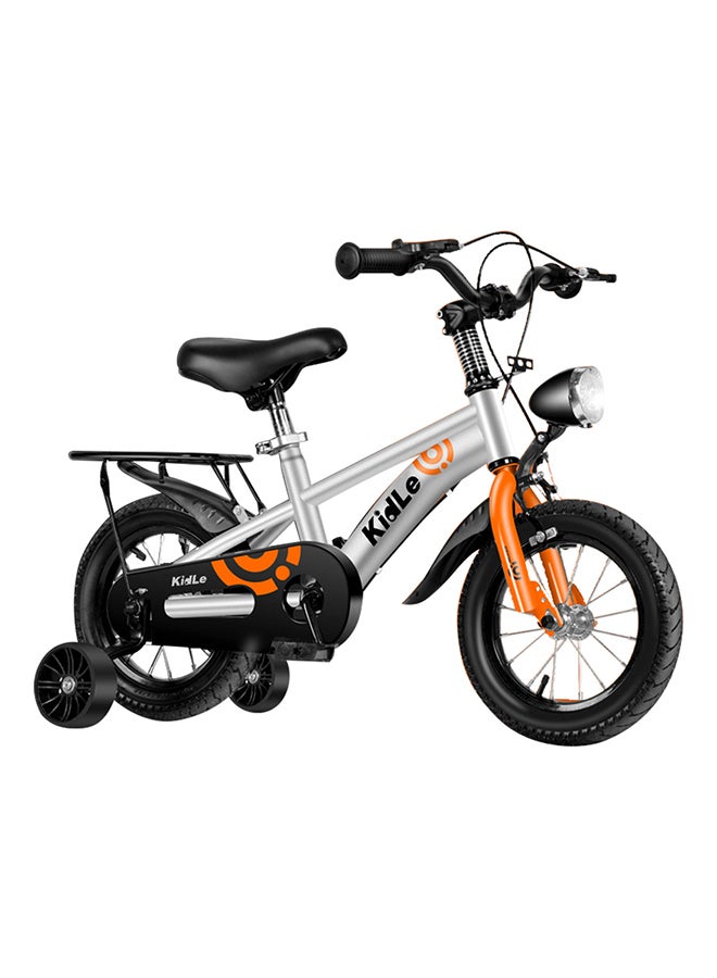 Kidle Children's High Carbon Steel Bicycle Spoked Wheels Flashing Hummer Assist Wheels With Pillion Headlight 12-18Inch Bike Suitable For Babies Over 2-12 Years Old Riding Adventures（Silver） 12inchinch  - Image 1