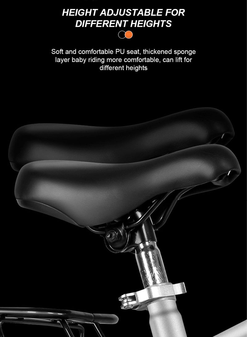 كيدل عجلات دراجة للأطفال مصنوعة من الفولاذ عالي الكربون مع عجلات مساعدة وامضة مع مصباح أمامي خلفي، دراجة مقاس 12-18 بوصة مناسبة للأطفال فوق سن 2-12 عامًا ومغامرات الركوب (فضية) - Image 2